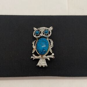 VTG Gerry’s Blue Cabochon Owl Brooch